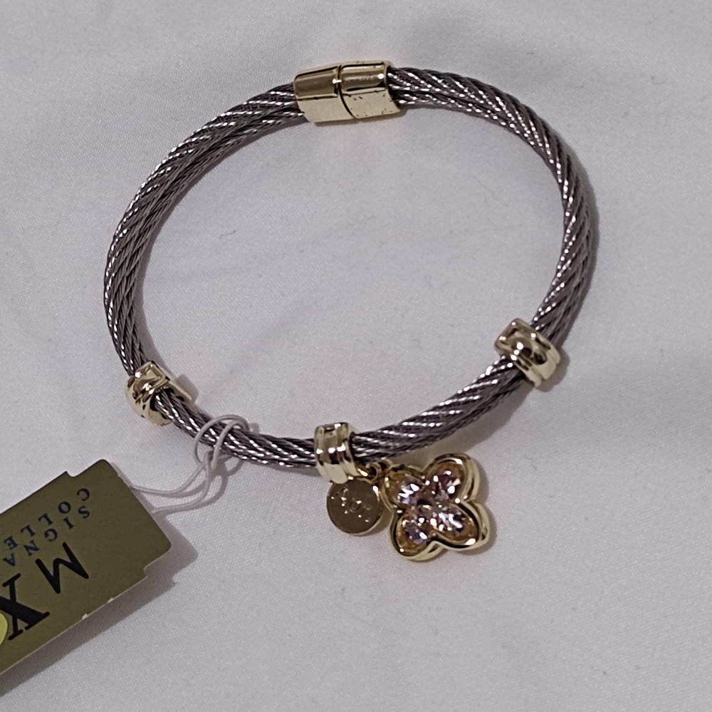 Bijoux Bobbi April Gemstone Magnetic Bangle Bracelet